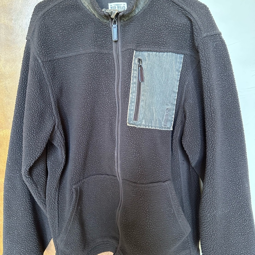 RedHead Black Fleece Jacket with Gray Accent